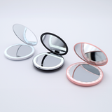 DIY Decoden customizable compact LED mirror with frosting-inspired glues, decorative sprinkles, and charms for personalization. Includes built-in LED light and charging cable.